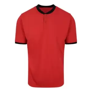 AWDis Just Cool Mens Stand Collar Sports Polo (XXL) (Fire Red/Jet Black)