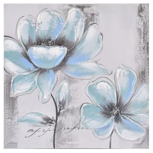 Innova Hand-Painted 3D Canvas Blue Flowers - 40 x 40 cm