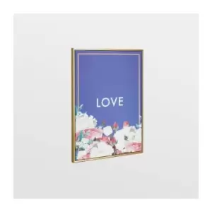 BTFY Love Canvas Prints Artwork Ready to Hang Wall Art/Print/Quote - Navy & Floral With Antique Gold Frame For Living Room, Bedroom or Hallway