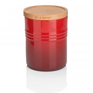 Le Creuset Medium Storage Jar with Wood Lid Cerise