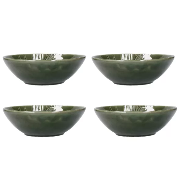 Jardin Stoneware Pasta Bowls, Set of 4, 20cm, Green