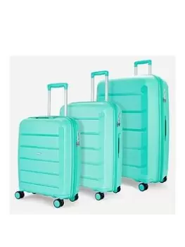 Rock Luggage Tulum 3 Piece Set Hardshell 8 Wheel Spinner - Turquoise
