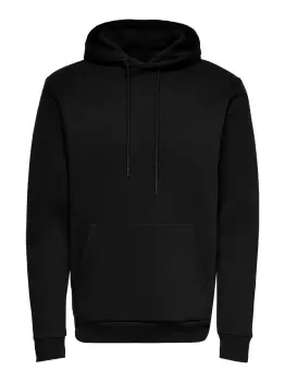 ONLY & SONS Solid Colored Hoodie Men Black