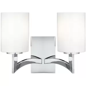 Searchlight Lighting - Searchlight Gina - 2 Light Indoor Wall Light Chrome with Glass Shade, E27