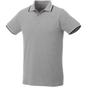 Elevate Mens Fairfield Polo With Tipping (S) (Grey Melange/Navy/White)