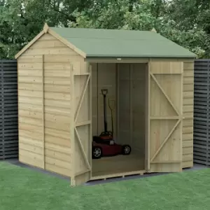 7' x 7' Forest Beckwood 25yr Guarantee Shiplap Windowless Double Door Reverse Apex Wooden Shed - Natural Timber