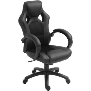 Racing Gaming Chair Swivel Home Office Gamer Chair with Wheels Black - Black - Vinsetto