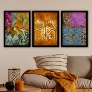3SC110 Multicolor Decorative Framed Painting (3 Pieces)