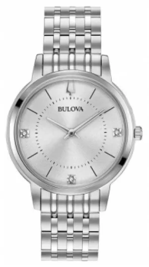Bulova Womens Diamond Dial Stainless Steel Bracelet 96P183 Watch