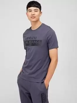 Armani Exchange Debossed Textured Logo T-Shirt - Dark Grey, Size 2XL, Men