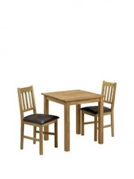 Julian Bowen Coxmoor 75 X 75cm Square Solid Oak Dining Table + 2 Chairs