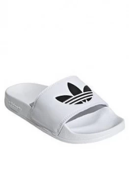 adidas Originals Adilette Lite Junior Slides - White, Ftwr White, Size 4