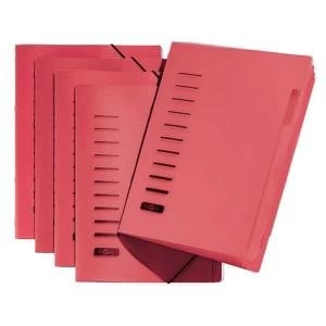 Pagna A4 6 Compartment Sorting File Red Pack of 5 4005601