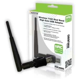 ADDON Wireless AC 600Mbps USB High Gain USB Adapter (AWU680)