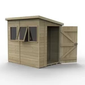 7' x 5' Forest Timberdale 25yr Guarantee Tongue & Groove Pressure Treated Pent Shed a 3 Windows (2.24m x 1.70m)