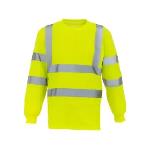Yoko Adults Unisex Hi-Vis Long Sleeve T-Shirt (L) (Yellow)
