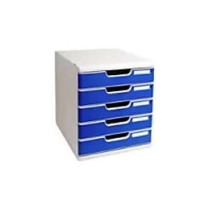 Exacompta Modulo A4 Office, 5 Drawers, Light Grey/Blue, Pack of 1