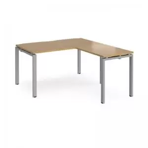 Adapt desk 1400mm x 800mm with 800mm return desk - silver frame and