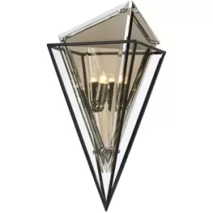 Epic 2 Light Wall Sconce Forged Iron, Glass