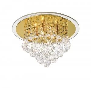 Flush Ceiling 4 Light French Gold, Crystal
