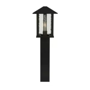 1 Light Outdoor Post (740mm Height) - Black With Water Glass