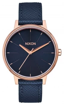 Nixon Kensington Leather Navy / Rose Gold Blue Leather Watch