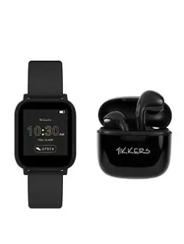 Tikkers Tikkers Teen Series 10 Black smart Watch and Earbuds Set, Black
