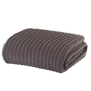 Catherine Lansfield Chunky Knit Throw - Charcoal