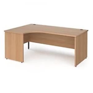 Dams International Left Hand Ergonomic Desk with Beech Coloured MFC Top and Graphite Panel Ends and Silver Frame Corner Post Legs Contract 25 1800 x 1