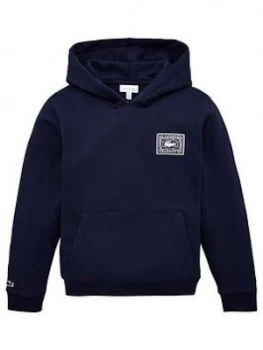 Lacoste Boys Croc Logo Back Hoodie - Navy, Size 4 Years