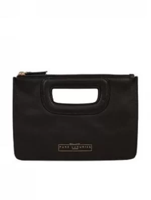 Pure Luxuries London Black 'Esher' Leather Clutch Bag