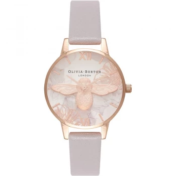 Abstract Florals 3D Bee Rose Gold & Grey Lilac Watch