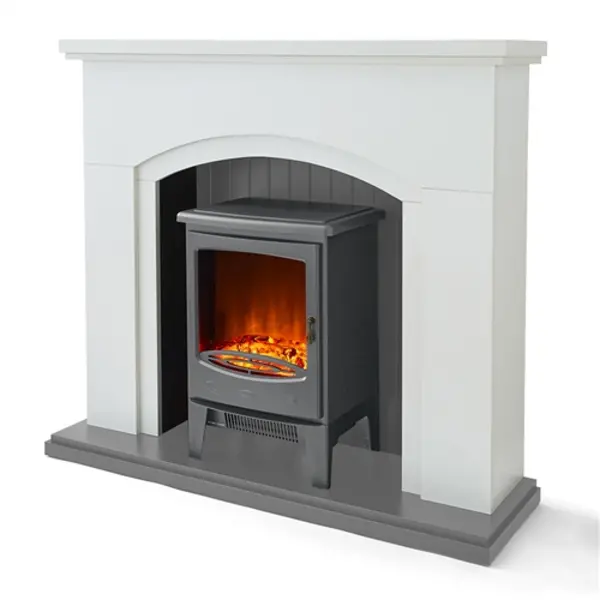 Warmlite 1.8KW Newcastle Arch Front Fireplace Suite - Grey