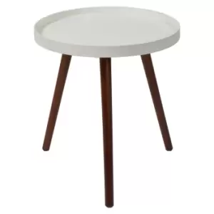 Pacari Dark Pine Wooden Leg Round Side Table White
