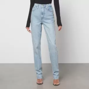 Good American Good Icon Crystal-Embellished Straight-Leg Denim Jeans - W29/L29