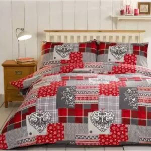 Rapport Home Furnishings Rapport Home Alpine Patchwork Duvet Set Red Double