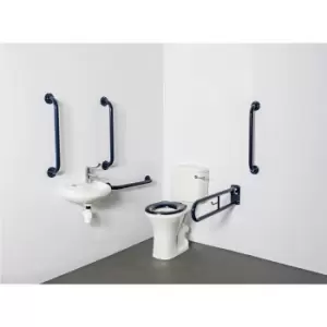 Close coupled Doc M toilet pack steel exposed fixings dark blue