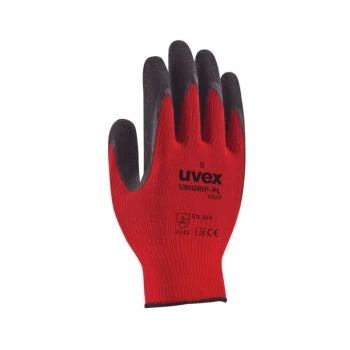 Unigrip PL 6628 Latex-Coated Safety Gloves, Red, Size L - Uvex