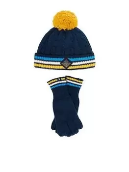 Joules Boys Hartlow Knitted Hat & Glove Set - Navy