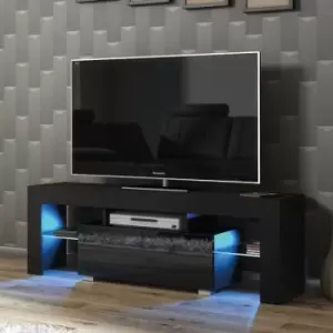 Creative Furniture - tv Unit 130cm Sideboard Cabinet Cupboard tv Stand Living Room High Gloss Doors - Black - Black
