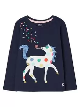 Joules Girls Ava Horse Long Sleeve Tshirt - Navy, Size Age: 2 Years, Women
