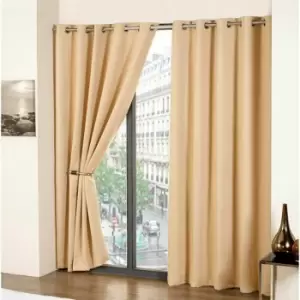 Emma Barclay Cali Thermal Woven Blackout Eyelet Curtains, Beige, 66 x 90 Inch