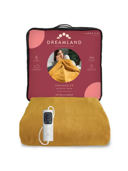 Dreamland Luxurious Mustard Velvet Snuggle Up Warming Throw