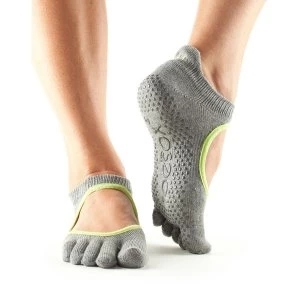 Toesox Bellarina Full Toe Non Slip Socks Heather Grey - Large 9-11