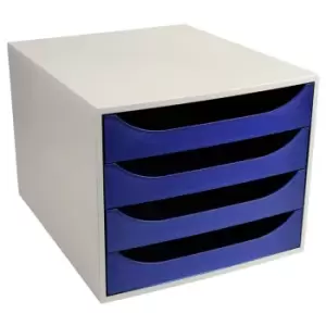 Exacompta Ecobox Drawer Set Office, Grey/Night Blue, Pack of 1