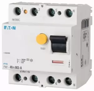 Eaton 3+N, 40A RCD Switch, Trip Sensitivity 30mA, DIN Rail