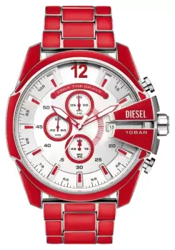 Diesel DZ4638 Mega Chief (51mm) Silver Dial / Red Stainless Watch