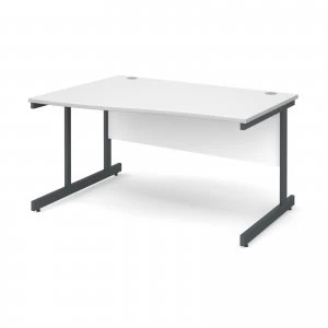 Contract 25 Left Hand Wave Desk 1400mm - Graphite Cantilever Frame wh