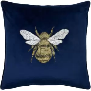 Hortus Bee Cushion Navy, Navy / 50 x 50cm / Polyester Filled