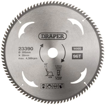 Draper - 23390 TCT Circular Saw Blade for Wood 305 x 30mm 96T